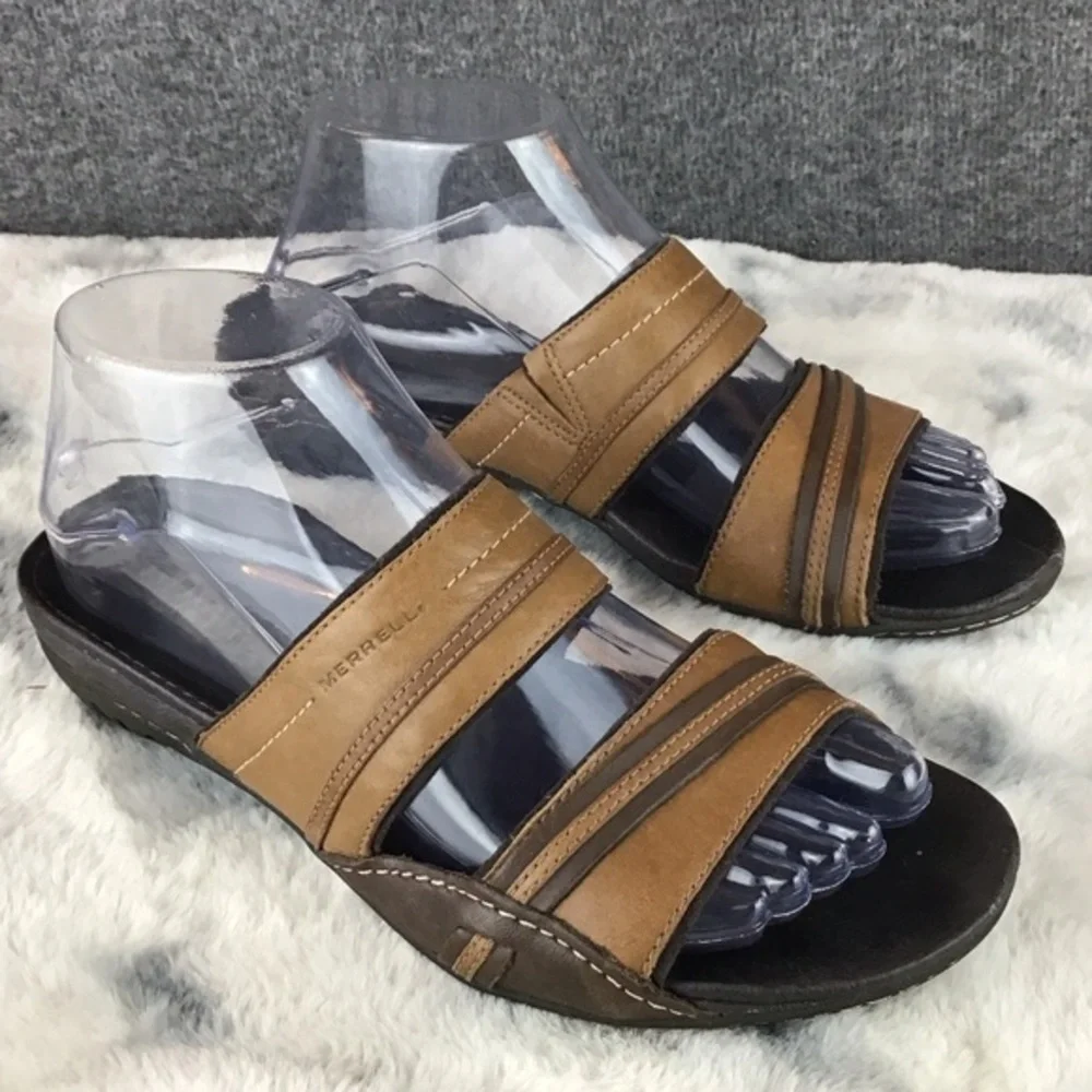 Merrell Brown Leather Slide Sandals Size‎ 7